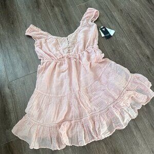 New GUESS Women's Sleeveless Ciel Dress Muslin fabric Pink Roses size M + defect